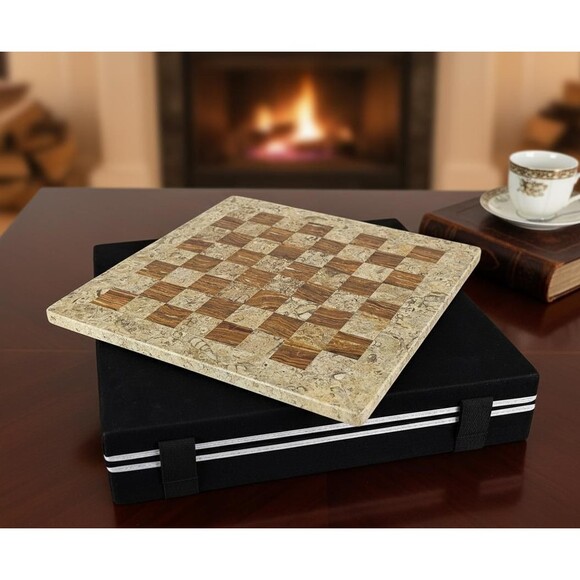 Handmade Marble Chess Set Brown chess Board & Pieces storage box Christmas gift - Picture 6 of 16